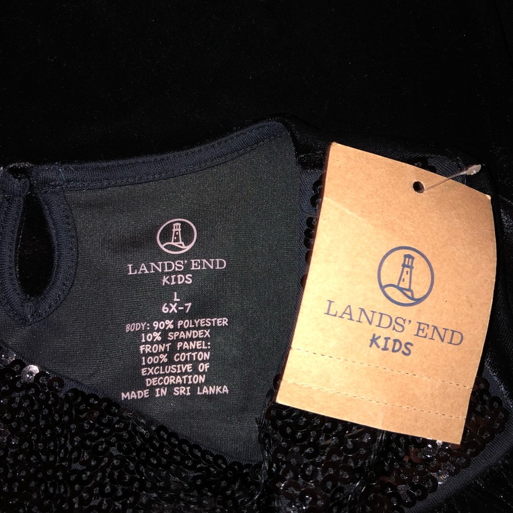Landsend kids black velvet dress size L (6X-7) new - Picture 4 of 5